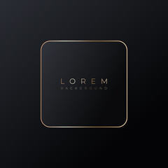 Soft pink square 3d background shape with gold frame.