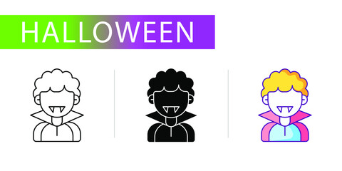 vampire-man costume, three vector icons set for web design, templates, infographics and more