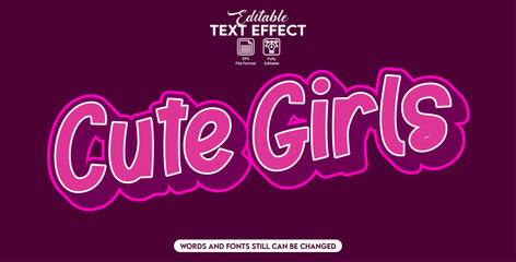 Editable text effect cute girls