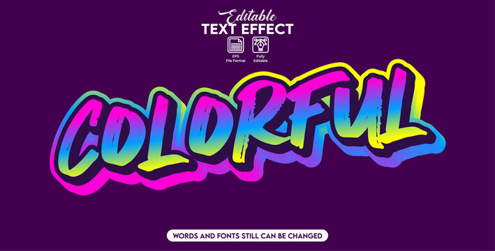 Editable text effect colorful