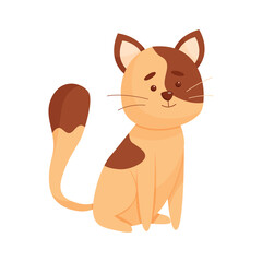 Cute cat on white background. Cartoon isolated cat. Flat vector.