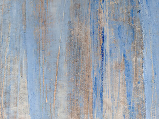 Abstract art background. Acrylic on linen. Blue and gray colors. Soft brushstrokes of paint.