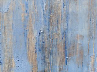 Abstract art background. Acrylic on linen. Blue and gray colors. Soft brushstrokes of paint.
