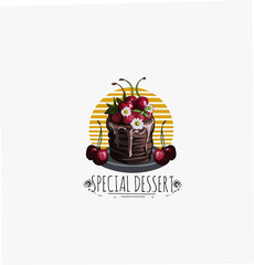 vector illustration of cupcake dessert with raspberry topping