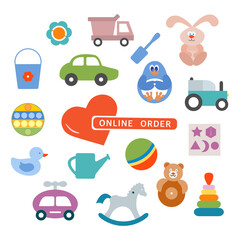 Vector Online order Kid Toy Play Game Childhood