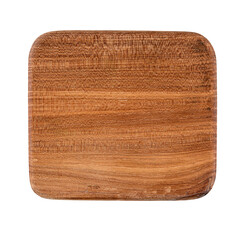 Isolated brown square natural wooden bowl on a white background