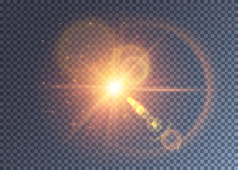 Reddish magical light effect with beams and flares