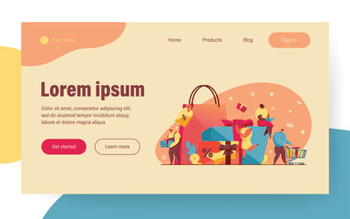 Bonus, reward and gift programs for loyal customers. Store or shop offering discounts for clients. Vector illustration for advertising, promotion, ecommerce concept