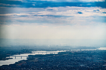 金華山から見る長良川と橋