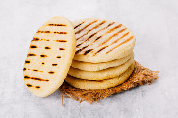 Arepas made with corn flour and cooked in a pan, it is similar to a corn tortilla