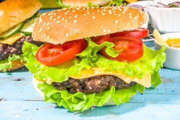 Assorted traditional burgers
