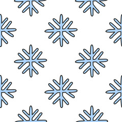 Seamless pattern with doodle snowflakes.