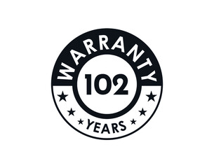 102 years warranty logo isolated on white background