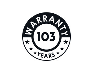 103 years warranty logo isolated on white background