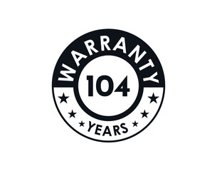 104 years warranty logo isolated on white background
