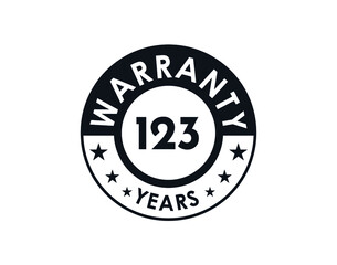 123 years warranty logo isolated on white background