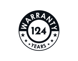 124 years warranty logo isolated on white background