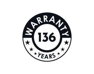 136 years warranty logo isolated on white background