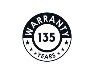 135 years warranty logo isolated on white background