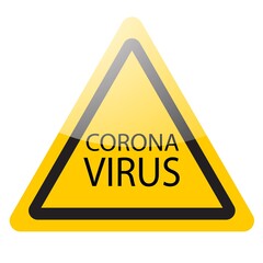 Warning sign of virus coronavirus covid-19. Vector icon