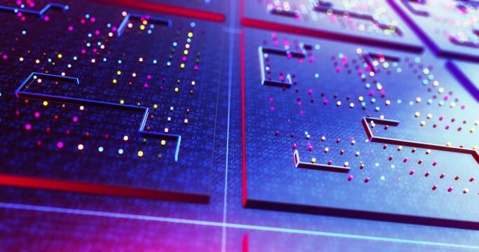 CPU Circuit Technology Background. Data Signals Flowing. Artificial Intelligence. Computer And Technology Related 4K 3D CG Animation.