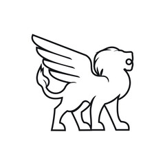 winged lion flat logo exclusive design inspiration