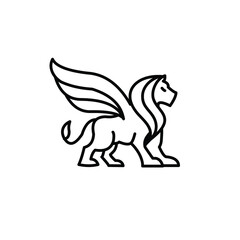 winged lion line logo exclusive design inspiration 