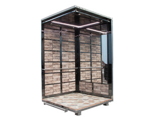 Newly manufactured empty elevator cabin
