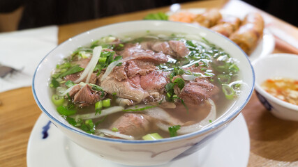 Vietnamese raw beef noodle Pho