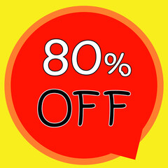 80% OFF on banner discount promotion. Discount on offer price tag. Red special offer sale tag. Modern vector label illustration. isolated background	
