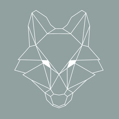 Polygonal wolf head. Linear wolf. Low poly animal. Polygonal logo.		