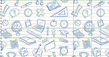 Image of science text over school items icons © vectorfusionart