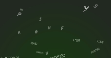 Image of numbers and letters changing on green background