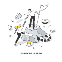 Support in Team Isometric Illustration