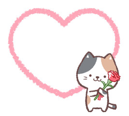 ミケネコと線画ハートフレーム