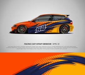 Sport car wrap background design vector for race car, pickup truck, rally, adventure vehicle, uniform and sport livery. Graphic abstract stripe racing background kit designs. eps 10