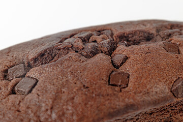 Chocolate pound cake on a white background