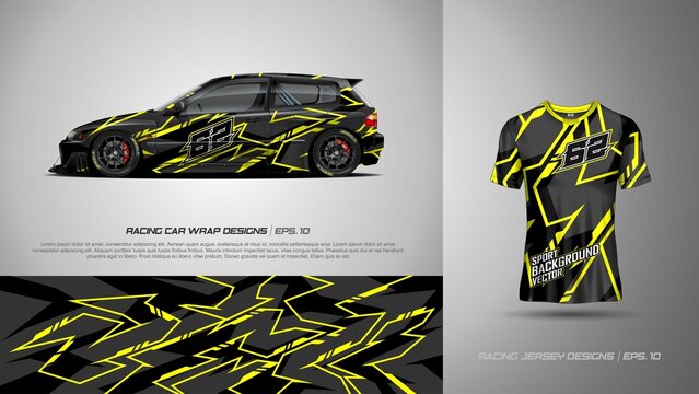 Sport car wrap and t shirt design vector for race car, pickup truck, rally, adventure vehicle, uniform and sport livery. Texture for sports abstract background. Racing stripe graphic for livery, extre