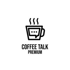 coffee mug talk simple black logo design isolated background