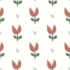 Monster flower seamless vector pattern. Print for fabric, textile, pillow, apparel, wrapping.