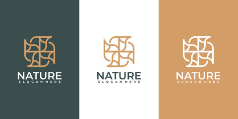 feminine Luxury fashion flower logo abstract linear style