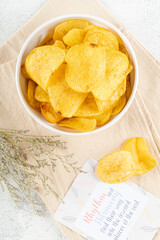 Potato chips are thin strips of potato that are deep fried or baked until crisp. Potato chips are generally served as an appetizer or snack.
