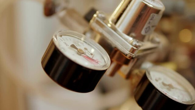 Gas pressure meter close up