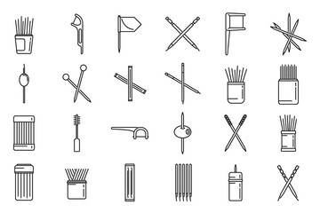 Toothpick icons set outline vector. Clean accessory