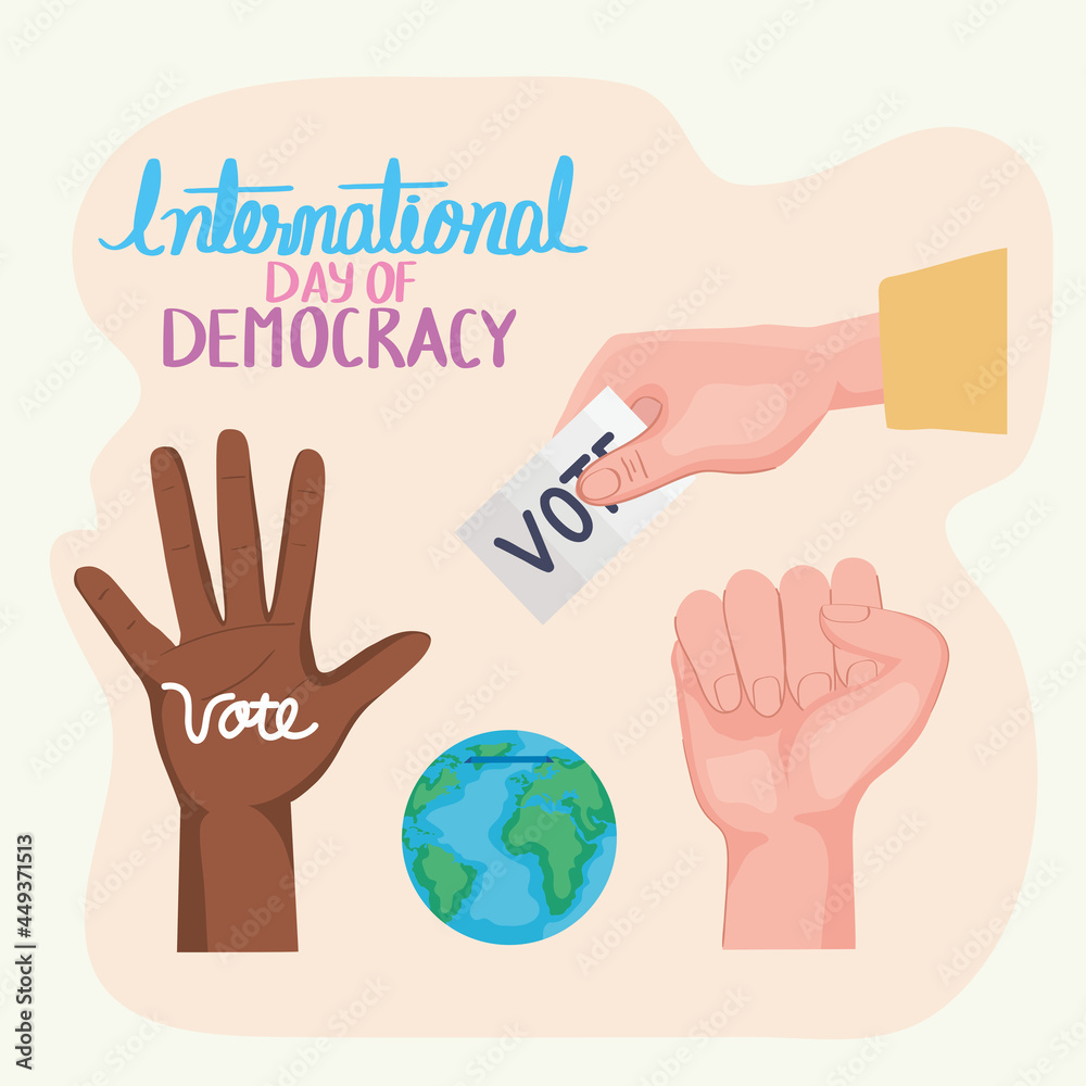 Sticker international day democracy icons