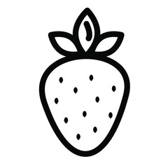 a black and white icon in the form of a strawberry. healthy food. ordinary fruits and tropical icons are suitable for the design of websites, presentations and stories