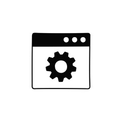 website settings configuration icon. Web option icon. Gear in solid black flat shape glyph icon, isolated on white background 