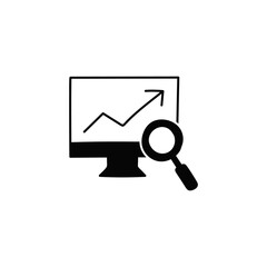 business data Analytics and graph icon in solid black flat shape glyph icon, isolated on white background 