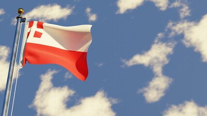 Utrecht 3D rendered realistic waving flag illustration on Flagpole. Isolated on sky background with space on the right side.