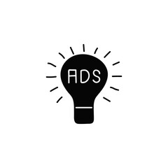 Fototapeta premium Admarketing icon in solid black flat shape glyph icon, isolated on white background 